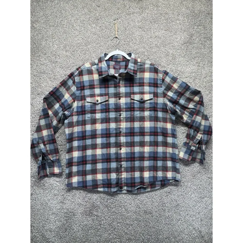 Untuckit Flannel Shirt Mens XXL 2XL Regular Button Up‎ Cotton Navy Plaid